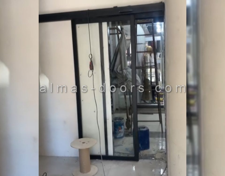 نصب درب اتوماتیک کشویی تک لت فروشگاه در مرزداران